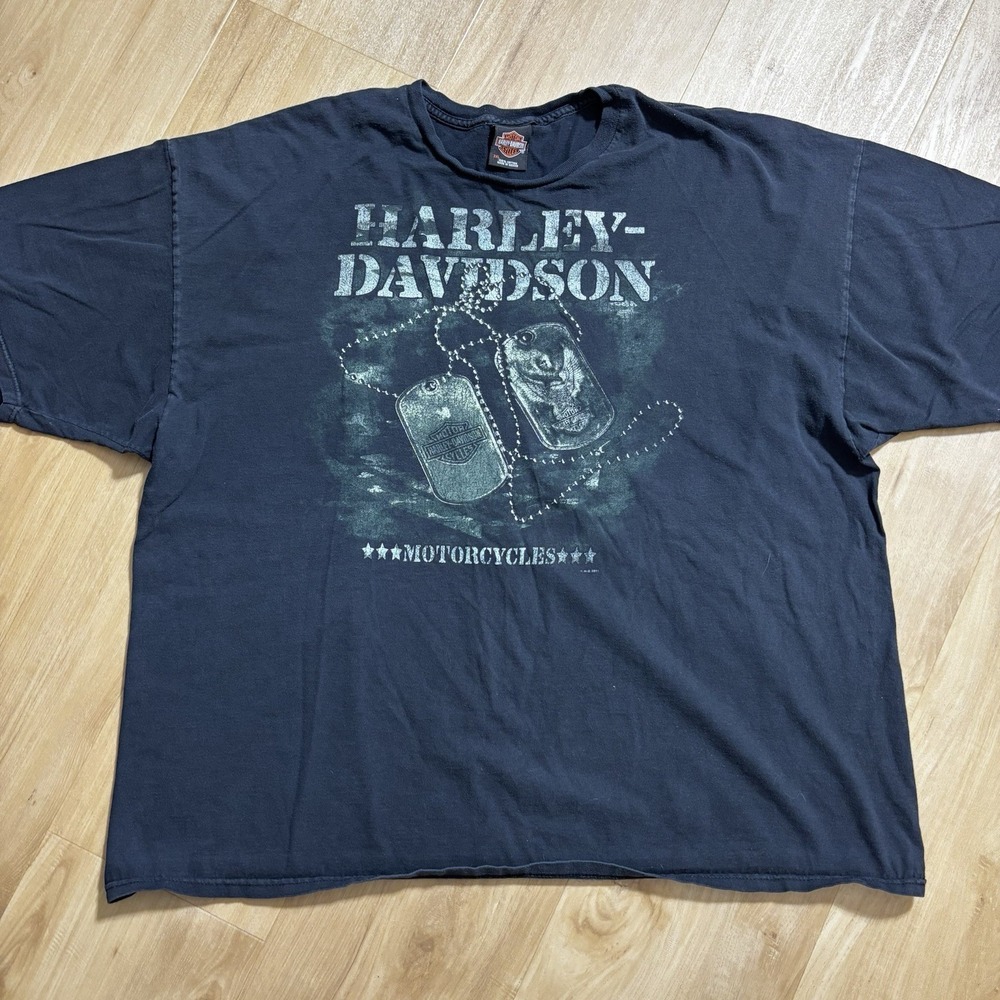 Harley‎ Davidson Dog Tag Men's Shirt 3XL Black Quincy, IL 2011